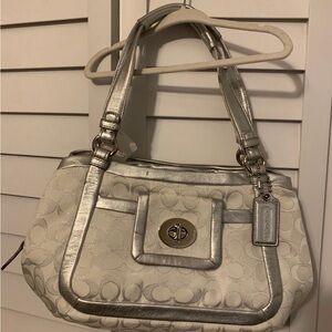 Coach Silver and Cream Women's Bag